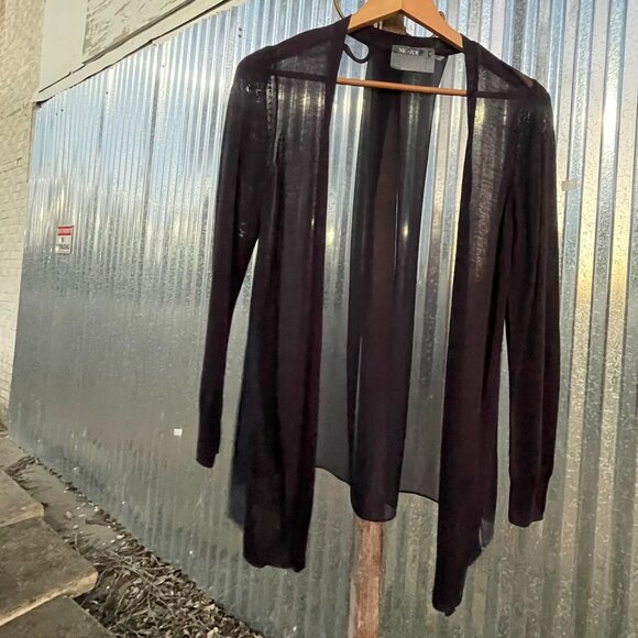 Women's Size Small NIC+ZOE Lightweight Black Flowy Cardigan with Sheer Back - Picture 12 of 16